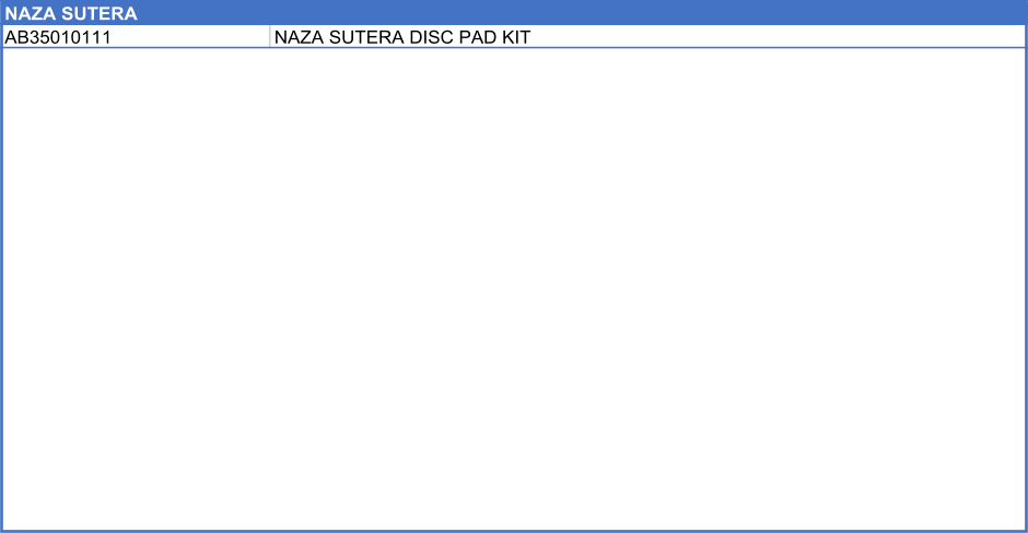 NAZA SUTERA   AB35010111 NAZA SUTERA DISC PAD KIT